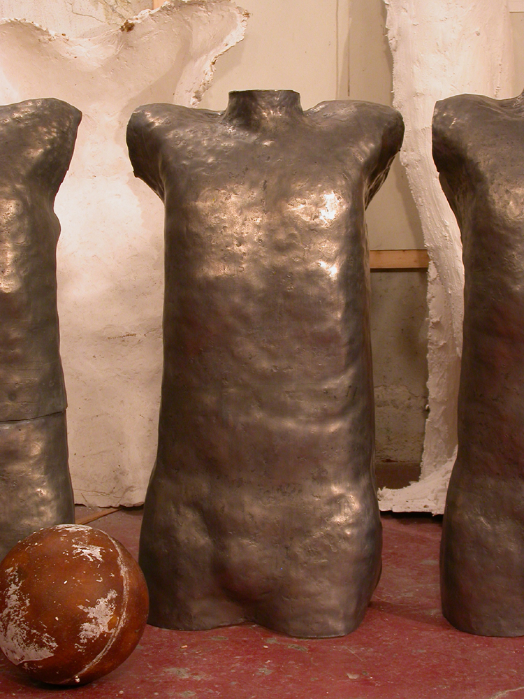 Shell Game. 2005. Artist’s blood, lead, resin. 68 x 120 x 48" (dimensions variable). Fabricated lead in progress. Darrin Hallowell