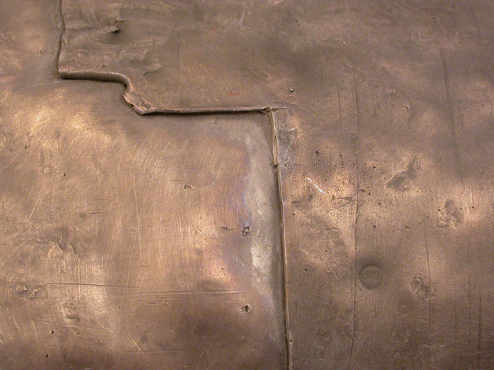 Shell Game. 2005. Artist’s blood, lead, resin. 68 x 120 x 48" (dimensions variable). Fabricated lead in progress. Darrin Hallowell