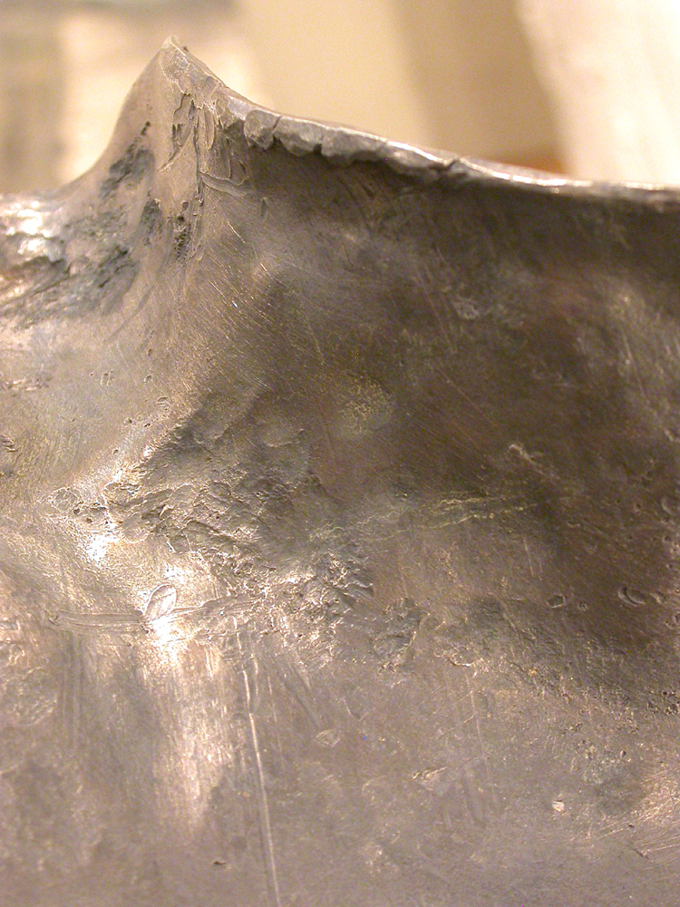 Shell Game. 2005. Artist’s blood, lead, resin. 68 x 120 x 48" (dimensions variable). Fabricated lead in progress. Darrin Hallowell