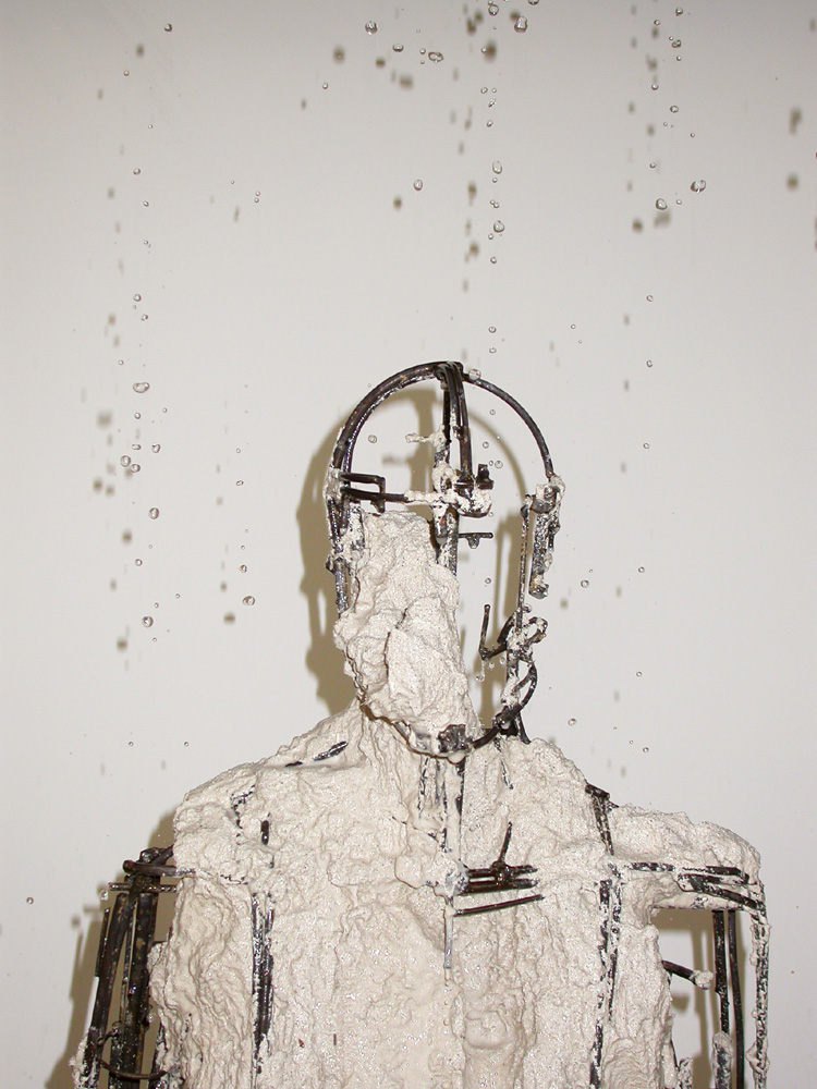 Basis. 2005. Stainless steel and steel. accompanied by time lapse and hand held video. 72 x 20 x 13". Process Image 3. Darrin Hallowell