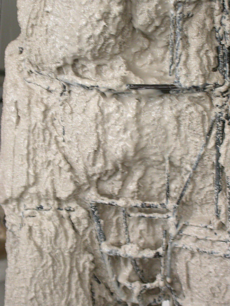 Basis. 2005. Stainless steel and steel. accompanied by time lapse and hand held video. 72 x 20 x 13". Process Image 5. Darrin Hallowell