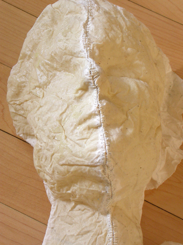 Nourish. 2005. Linen, resin and thread. 20 x 12 x 6". Process Image. Stitches. Darrin Hallowell