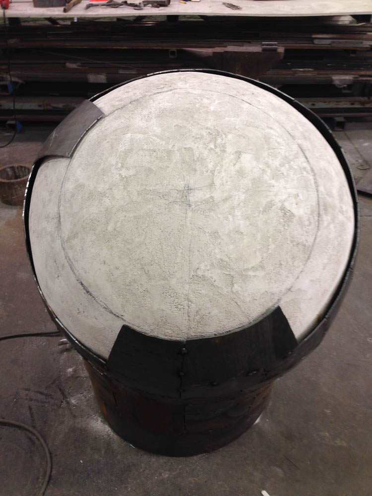 Open Vessel (Intake), Darrin Hallowell, 2014, In progress - Corten Steel over plaster form
