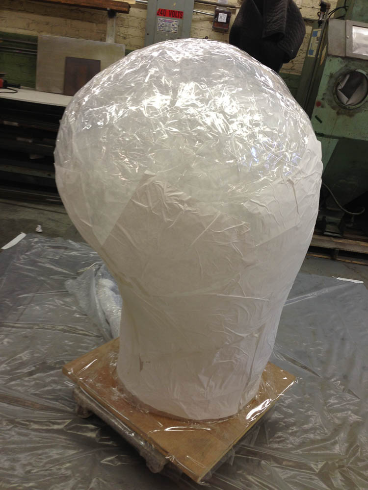 Open Vessel (Intake), Darrin Hallowell, 2013, In progress - Creating form with fan blower and plastic sheeting &amp; plaster
