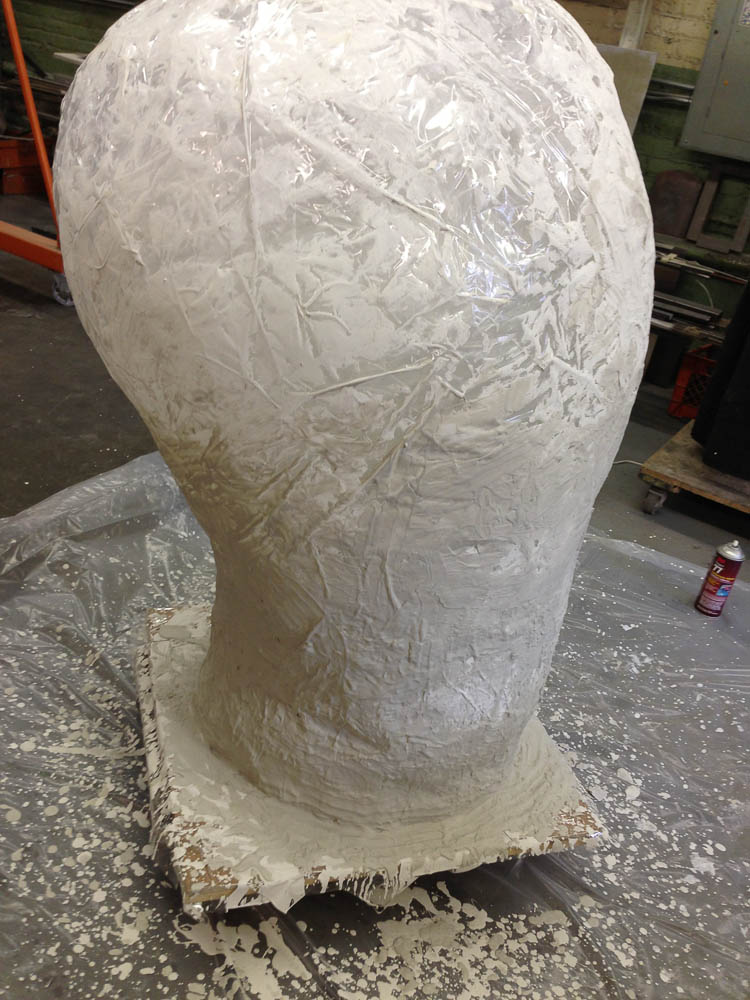 Open Vessel (Intake), Darrin Hallowell, 2013, In progress - Creating form with fan blower and plastic sheeting &amp; plaster