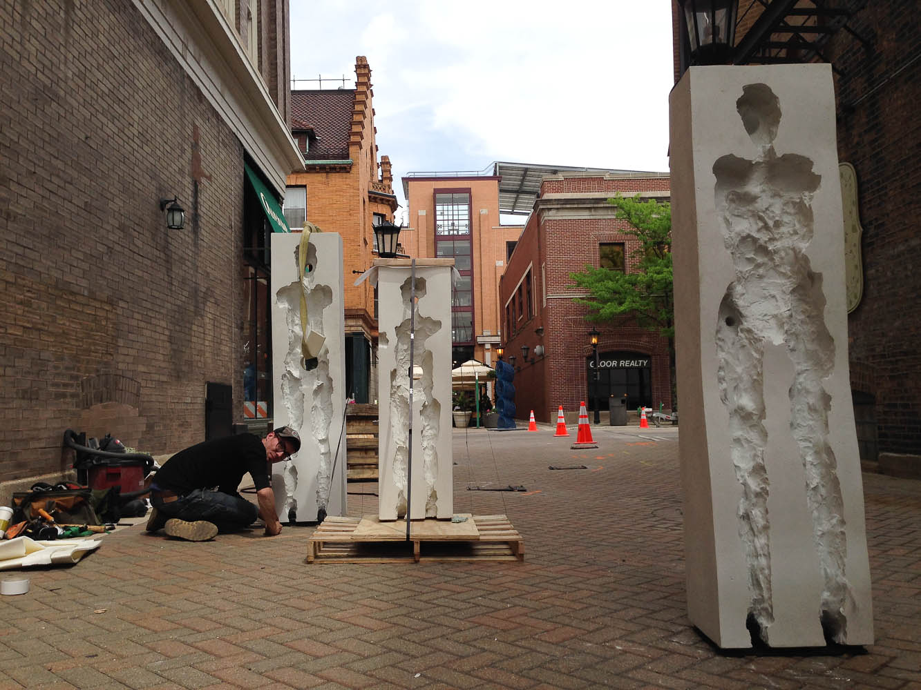 Points of Influence. 2014. Concrete. Dimensions Variable. Process Image 22. Oak Park Sculpture Walk, Oak Park, Illinois. Darrin Hallowell