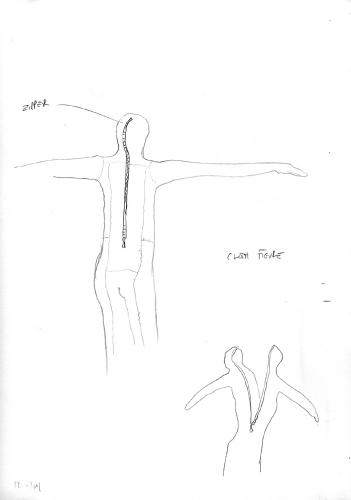 Muslin Figures (Preliminary Drawing). 2004. Graphite on paper. 8½ x 11" Darrin Hallowell