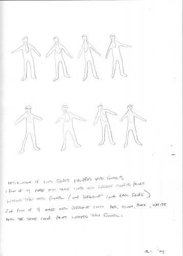 Muslin Figures (Preliminary Drawing). 2004. Graphite on paper. 8½ x 11" Darrin Hallowell