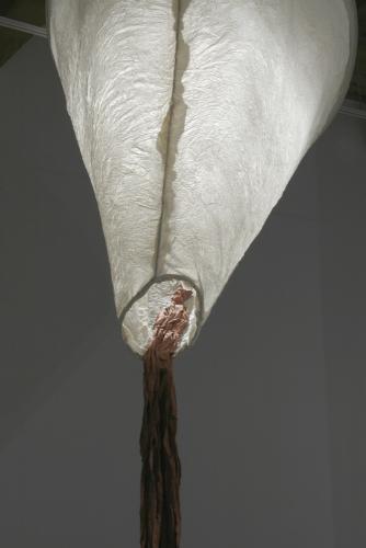 Ariadne’s Clew. 2007. Muslin, resin, thread, iron oxide, stainless steel. 108 x 73 x 108" (dimensions variable). Detail 3. Darrin Hallowell
